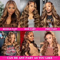 ELEE'S HAIR Ombre Highlight Paróka Valódi Brazíliai Haj 13x4 HD Csipke Elöl 24 Inch 6