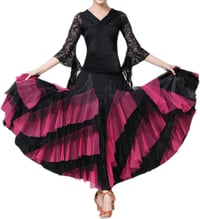 Elegant Ballroom Latin Dance Party Long Swing Tiered Skirt for Women, One Size 3