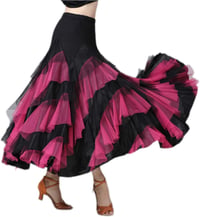 Elegant Ballroom Latin Dance Party Long Swing Tiered Skirt for Women, One Size 2