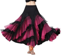 Elegant Ballroom Latin Dance Party Long Swing Tiered Skirt for Women, One Size 1