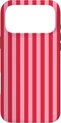 Elegant Geometric iPhone 17 Pro Max tok - rózsaszín-piros csíkos függőleges vonalminta 1