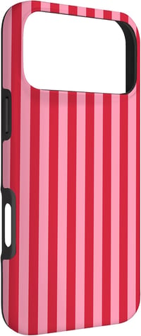 Elegant Geometric iPhone 17 Pro Max tok - rózsaszín-piros csíkos függőleges vonalminta 3