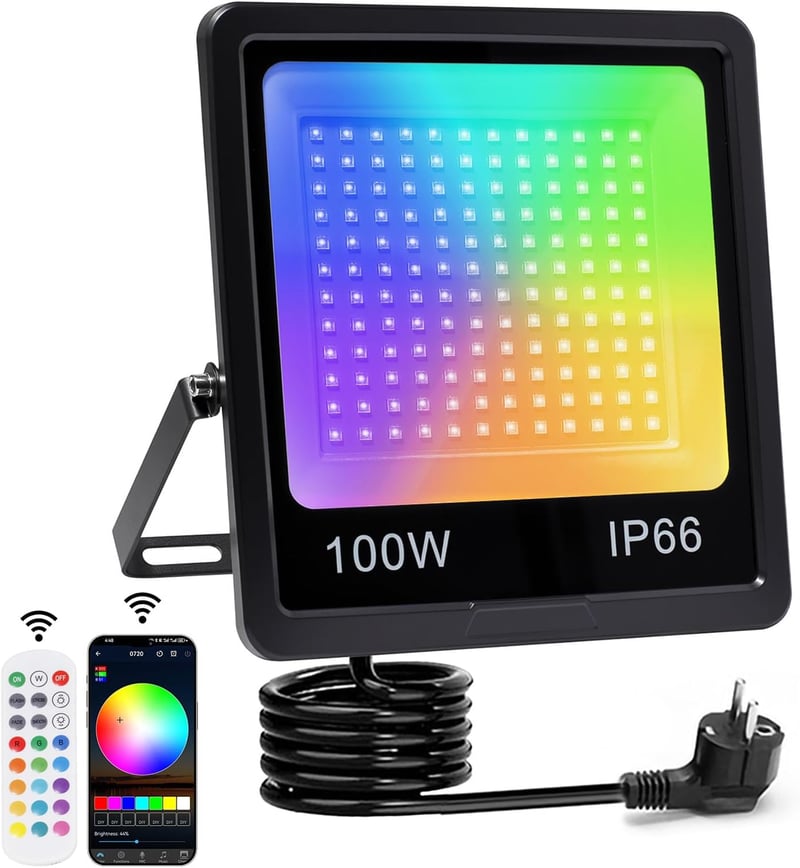 Eleganted 100W RGB LED reflektor Bluetooth távirányítóval IP66 vízálló