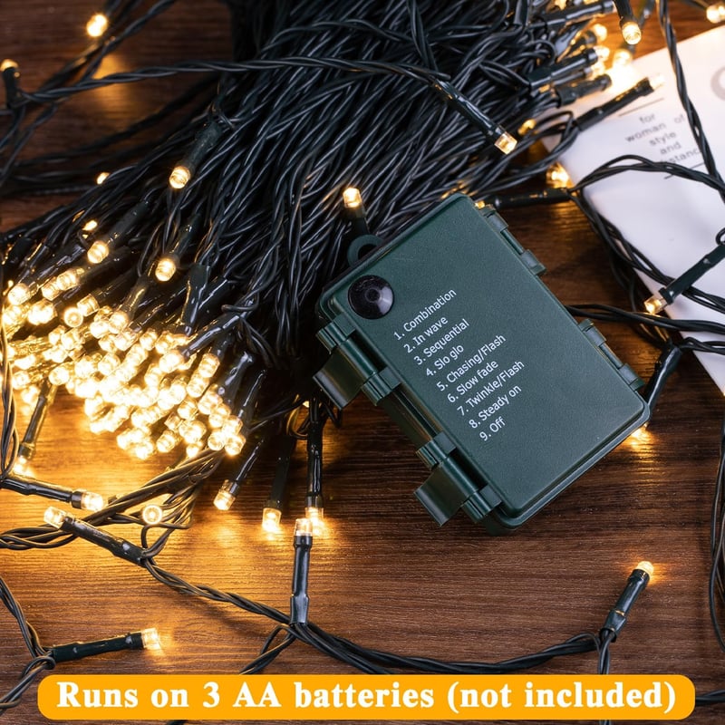 Elegear 40m 300 LED-es tündérfény, elemmel, időzítővel, 8 üzemmód, IP44
