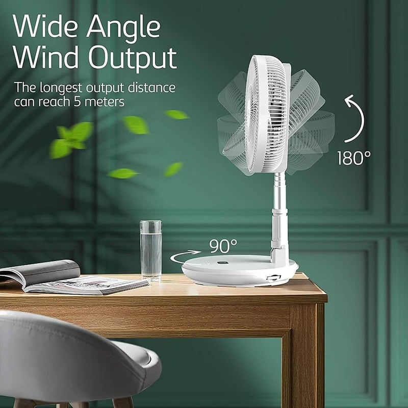 Elegear Csendes Hordozható Összecsukható Állványos Ventilátor Távirányítóval 9 Fokozat 7800mAh Akkumulátor Asztali Ventilátor 28cm