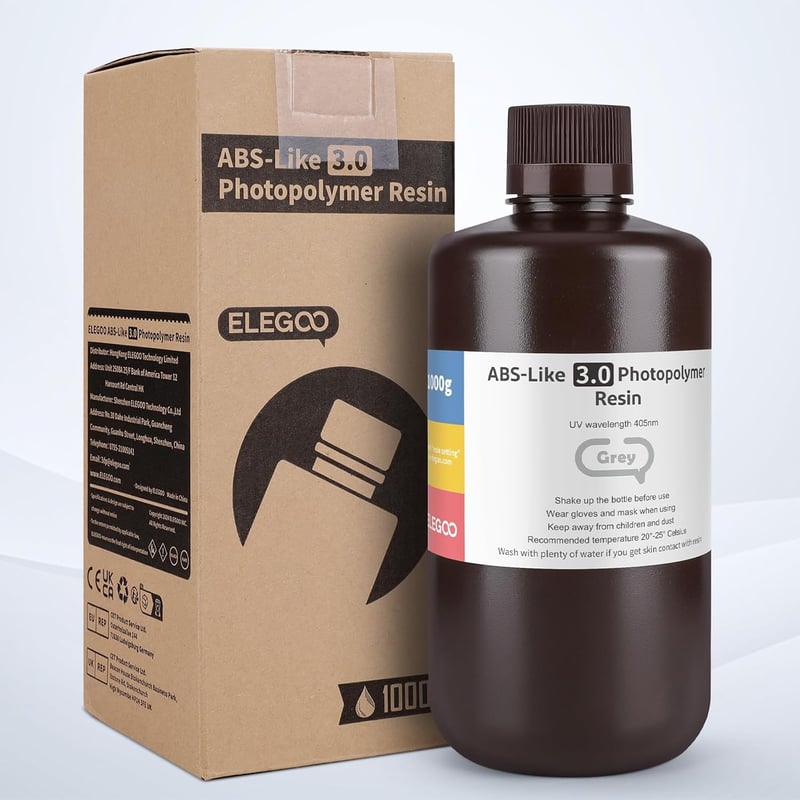 ELEGOO ABS-Like 3.0 fényérzékeny műgyanta LCD 3D nyomtatóhoz, fehér, 1000 g, szagtalan, standard fotopolimer