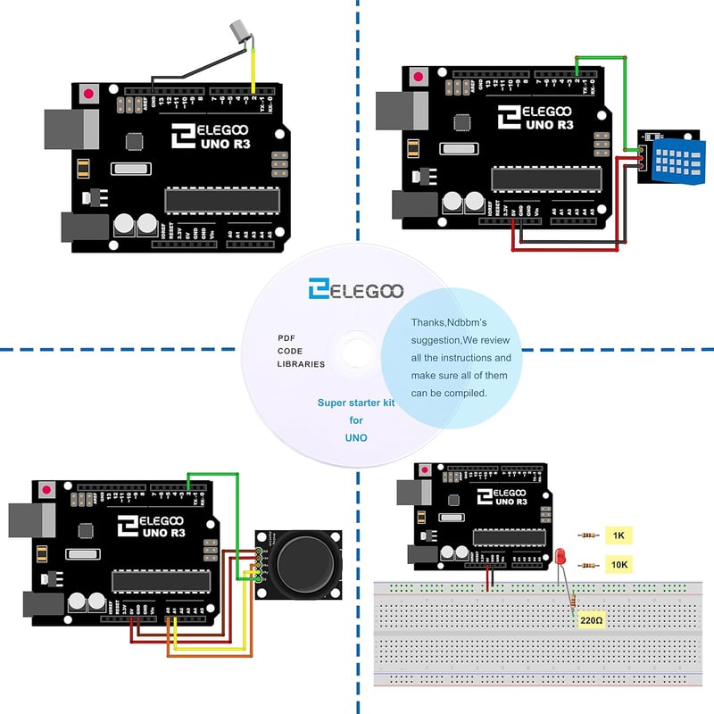 ELEGOO Advanced Starter Kit Arduino IDE kompatibilis kezdőknek tanulási projektekhez