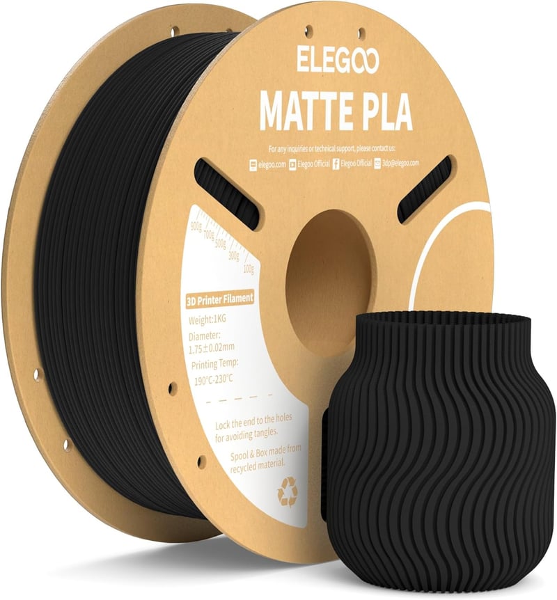 ELEGOO PLA Matte Black 3D nyomtató filament 1kg 1,75mm