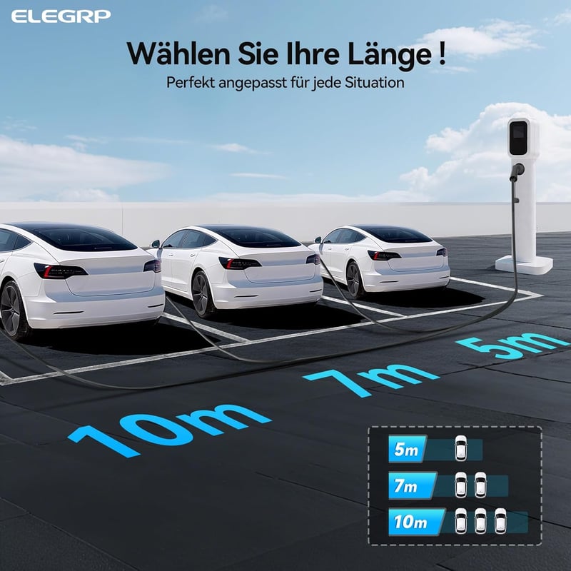 ELEGRP Type 2 elektromos autó töltőkábel 11 kW 10 m Mode 3
