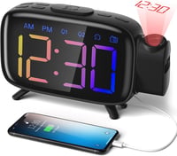 ELEHOT-Store Vetítős Ébresztőóra Rádióval, Digitális Kijelzővel és USB-C Csatlakozóval 1