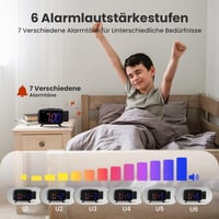 ELEHOT-Store Vetítős Ébresztőóra Rádióval, Digitális Kijelzővel és USB-C Csatlakozóval 7