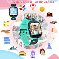 ELEJAFE Detské inteligentné hodinky pre chlapcov a dievčatá - zelené, hovory, SOS, 24 hier, 2 fotoaparáty, baterka, MP3, budík - tip na darček 3