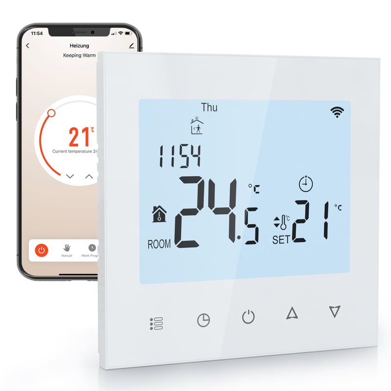 Elektrobock PT740W-EI WiFi sobni termostat za podno i električno grijanje, 6 programa/dan, geofencing, detekcija otvorenog prozora, 230V, 16A, bijeli