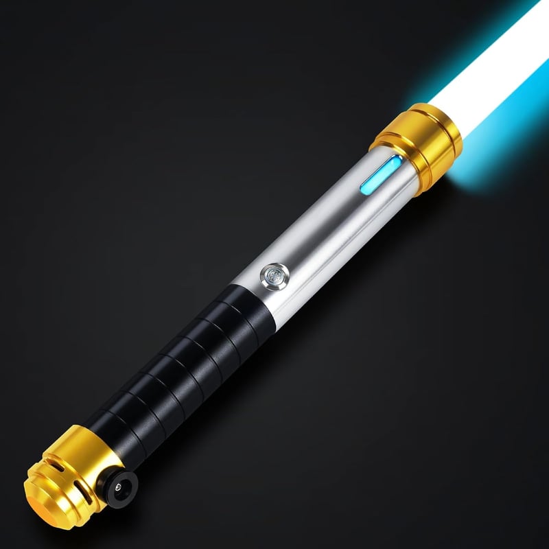 Sabie laser RGB ELESKOCO cu control prin mișcare, 16 seturi de sunete, mâner metalic - negru
