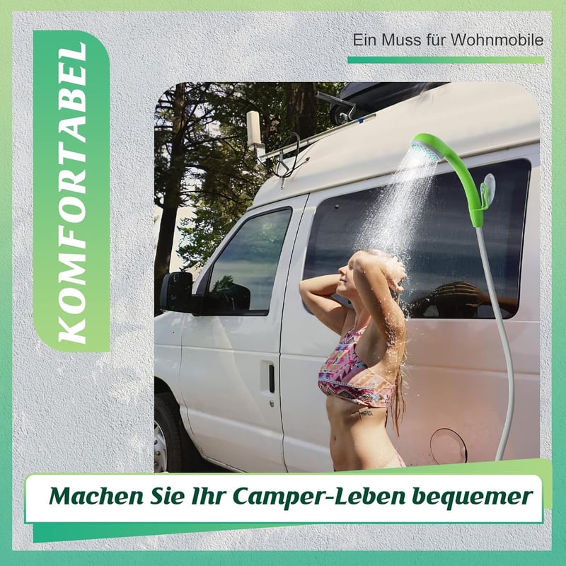 Eletorot USB-s Camping Zuhany Szivattyúval, Hordozható Kerti Zuhany 1.8m Csővel