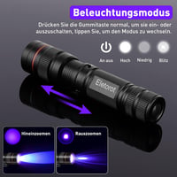 Eletorot UV LED Zseblámpa Fekete Fény Alumínium Házban 6
