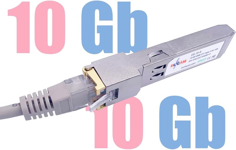 Elfcam 10Gb SFP+ RJ45 Hálózati Modul Freebox Ultra Kompatibilis, 10Gbase-T 30m Hatótávolság, 5m Cat8 Kábellel, Univerzális Switch Adapter
