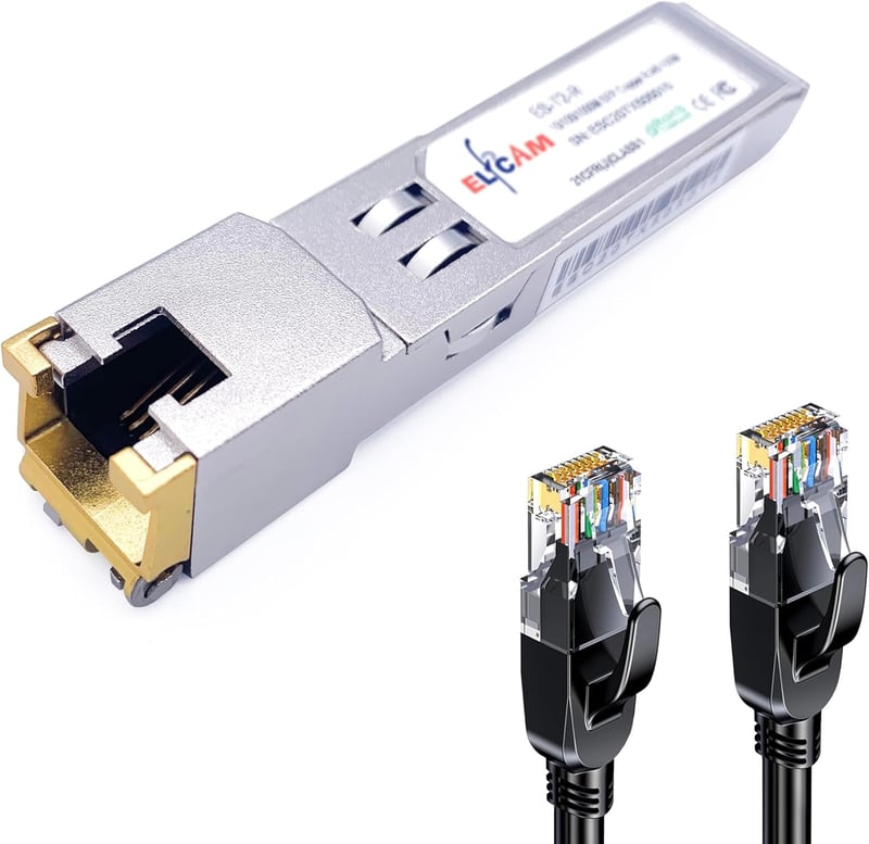 Elfcam 10Gb SFP+ RJ45 Hálózati Modul Freebox Ultra Kompatibilis, 10Gbase-T 30m Hatótávolság, 5m Cat8 Kábellel, Univerzális Switch Adapter