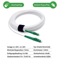 Elfcam LCA-LCA Simplex Egymódusú Optikai Patch Kábel 9/125μm LSZH Fehér 15 m Hosszú Száloptikai Összekötő Kábel 2