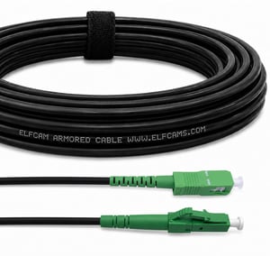 Cablu optic blindat Elfcam LC/APC - SC/APC Simplex Monomod 9/125µm OS2 FTTH, Negru, 5 m