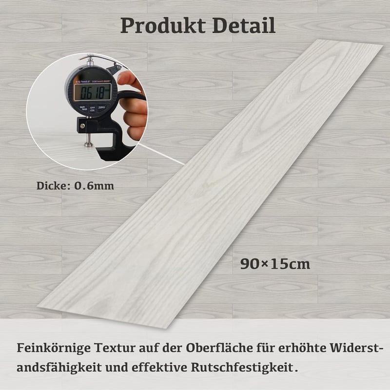 Elffloor öntapadós vinyl padló csempe, vízálló fa hatás, fehér 90x15 cm, 10 db