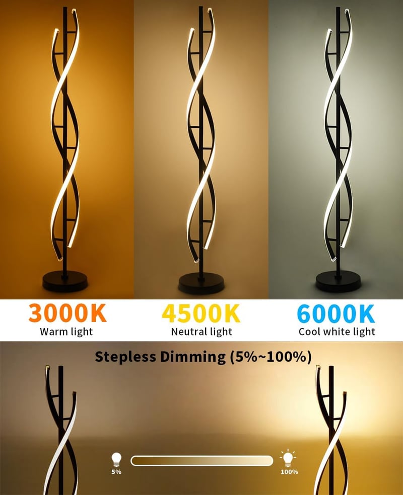 ELINKUME Dimmable LED Álló Lámpa Távirányítóval, Modern Spirál Design