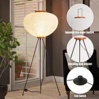 ELINKUME japán stílusú rizspapír állólámpa E27 lábkapcsolóval - fehér - 120 cm 3