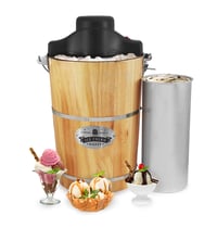 Mașină de înghețată electrică Elite Gourmet EIM916 Vintage, găleată din lemn de pin de 5,7 L, manivelă manuală — lovitură (stare: vezi poza 2) 1