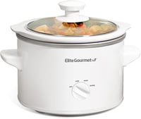 Elite Gourmet Kerámia Lassú Főzőedény 1,7L Fehér Szabályozható Hőmérséklettel 1