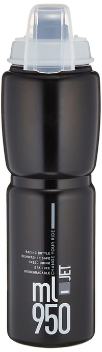 Cyklistická fľaša ELITE Jet Plus 950 ml čierna so sivým logom, bez BPA, biologicky rozložiteľná, vhodná na MTB, gravel a cestnú cyklistiku 3