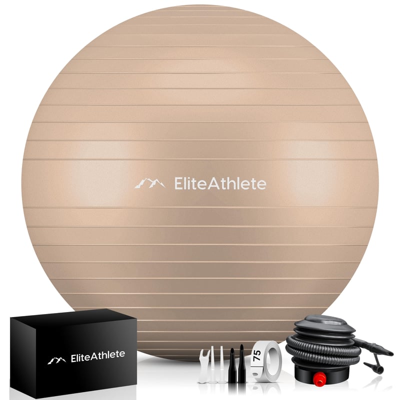 Gymnastická lopta EliteAthlete 75 cm ergonomická kancelárska s anti-burst systémom – fitlopta na fitness, pilates a jogu pre tehotné s hustilkou