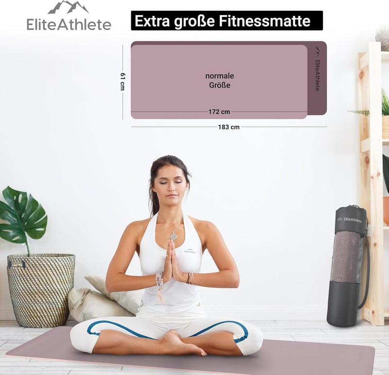 EliteAthlete Yoga Mat 183x61cm Piros Fitness Szőnyeg Csúszásmentes Táskával