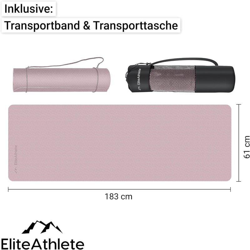 EliteAthlete Yoga Mat 183x61cm Piros Fitness Szőnyeg Csúszásmentes Táskával