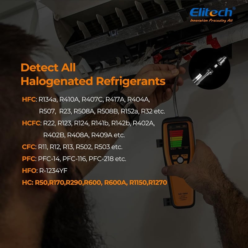 Elitech ILD-100H Hordozható Hűtőközeg Szivárgásdetektor HVAC és Autó Klímához