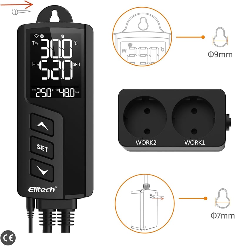 Elitech WiFi Termosztát Páratartalom Szabályozó 220V Szenzorral Terráriumhoz