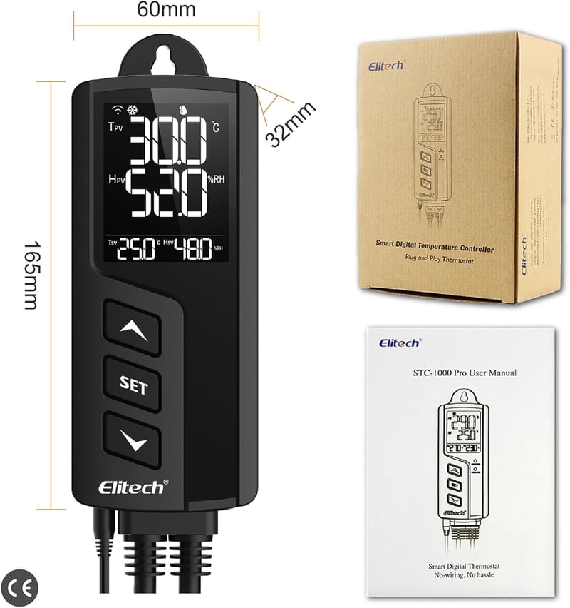 Elitech WiFi Termosztát Páratartalom Szabályozó 220V Szenzorral Terráriumhoz