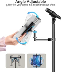 Suport tabletă din aluminiu pentru stativ de microfon elitehood, suport reglabil la 360° pentru iPad și tablete 4