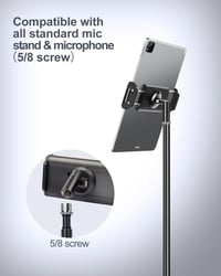 Suport tabletă din aluminiu pentru stativ de microfon elitehood, suport reglabil la 360° pentru iPad și tablete 7