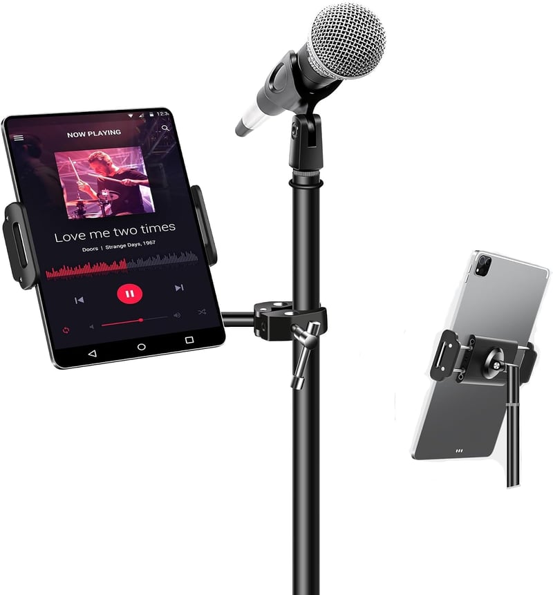 Suport tabletă din aluminiu pentru stativ de microfon elitehood, suport reglabil la 360° pentru iPad și tablete