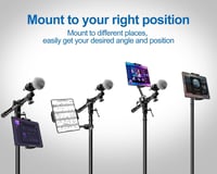 Suport tabletă din aluminiu pentru stativ de microfon elitehood, suport reglabil la 360° pentru iPad și tablete 2