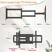 ELIVED 42-75 colos TV tartó fali konzol, teljes mozgású, 45 kg terhelhetőség 7