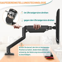 ELIVED Dupla Monitortartó Kar 13-32" Képernyőkhöz, Gázrugós, 9kg Teherbírás, 360° Forgatható, VESA 75/100, Állítható Magasság, Asztali Rögzí 6