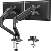 ELIVED Dupla Monitortartó Kar 13-32" Képernyőkhöz, Gázrugós, 9kg Teherbírás, 360° Forgatható, VESA 75/100, Állítható Magasság, Asztali Rögzí 1