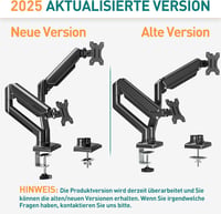 ELIVED Dupla Monitortartó Kar 13-32" Képernyőkhöz, Gázrugós, 9kg Teherbírás, 360° Forgatható, VESA 75/100, Állítható Magasság, Asztali Rögzí 2