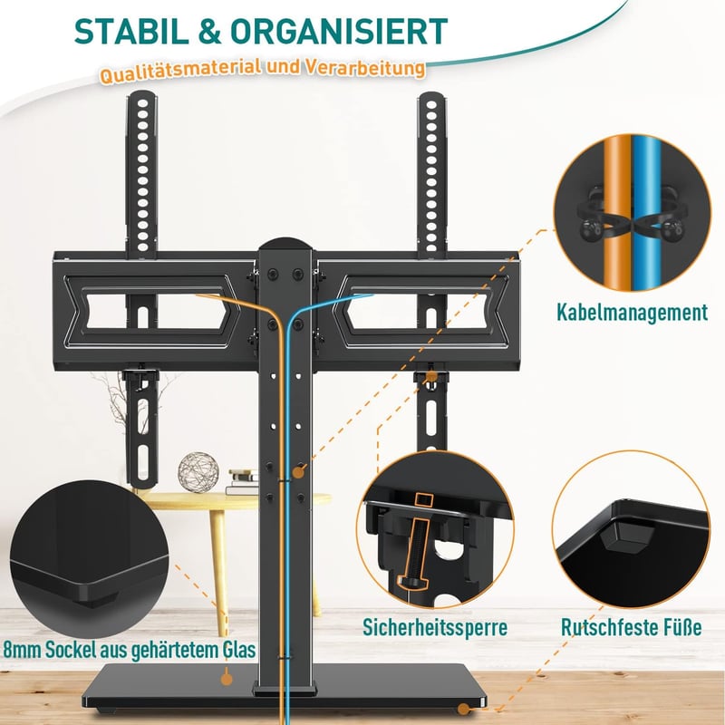 ELIVED EV017 forgó TV állvány 37-70 colos tévéhez, 40 kg terhelhetőség, VESA 600x400