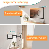 ELIVED EV3017 hosszú karos TV fali tartó 26-60 colos tévéhez, 749 mm nyújtható, max 35 kg 3