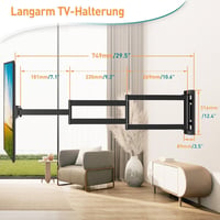 ELIVED EV3017 hosszú karos TV fali tartó 26-60 colos tévéhez, 749 mm nyújtható, max 35 kg 2