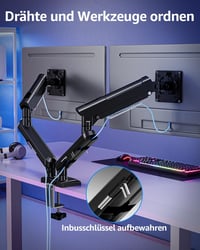 ELIVED EV6012B Dual Monitor Tartó 13-32 Colos Képernyőhöz, Gázrugós Monitor Kar Forgatható 8