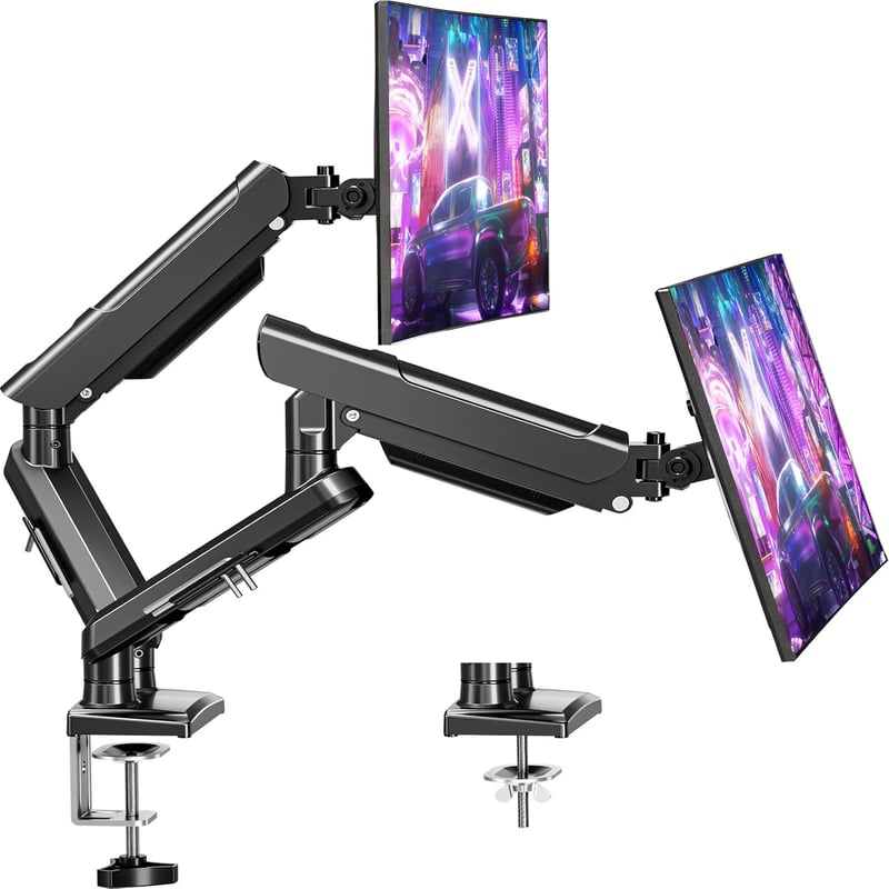 ELIVED EV6012B Dual Monitor Tartó 13-32 Colos Képernyőhöz, Gázrugós Monitor Kar Forgatható