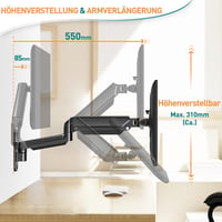 Nástenný držiak na monitor ELIVED EV6023 pre obrazovky do 35 palcov, plynová pružina 3 – 12 kg, VESA 75/100/200 mm, sklopný a otočný, odolné prevedenie 7
